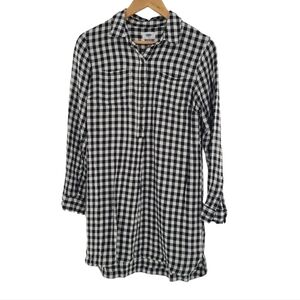 Old Navy Plaid Swing Shirt Black & White Dress‎ Ladies Size Medium
